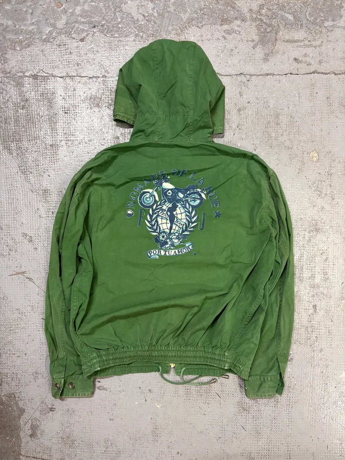 1990s Gianfranco Ferré Green Light Hooded Bomber Jacket HrDYgsx 5
