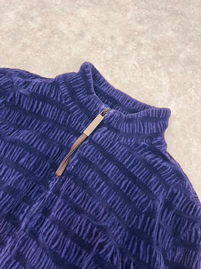 1990s Gianfranco Ferré Navy Velvet Zip-up Jacket hcKYsQb 4