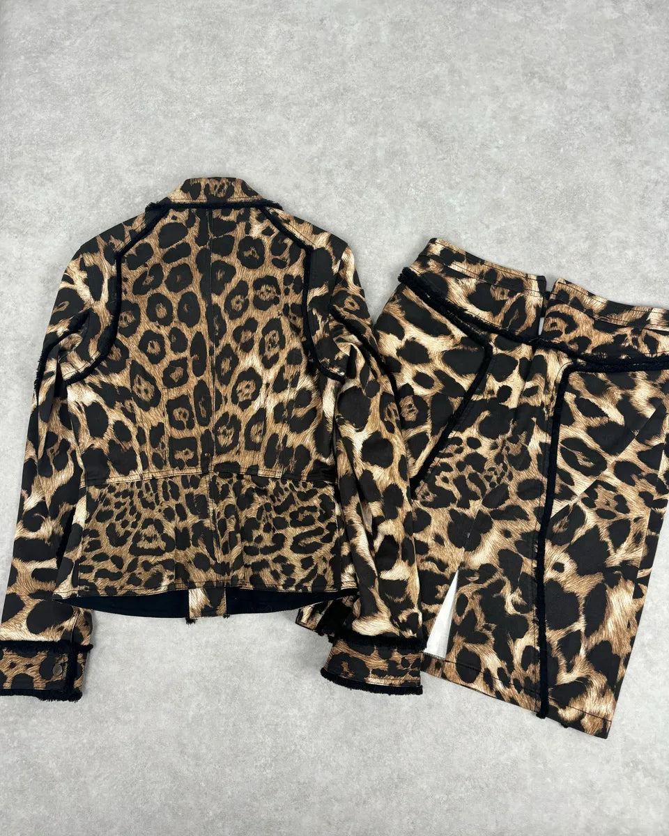 AW2006 Gianfranco Ferre Beige Leopard Print Blazer & Skirt Set  wNovAPu 21