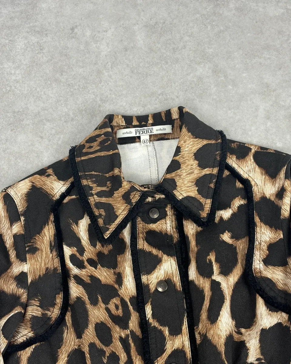 AW2006 Gianfranco Ferre Beige Leopard Print Blazer & Skirt Set  wNovAPu 4