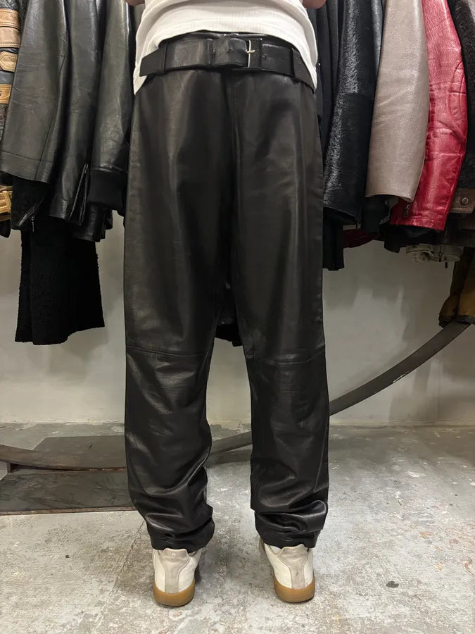 1990s Gianni Versace Biker Black Leather Pants (S/M) YDiuuxX 2