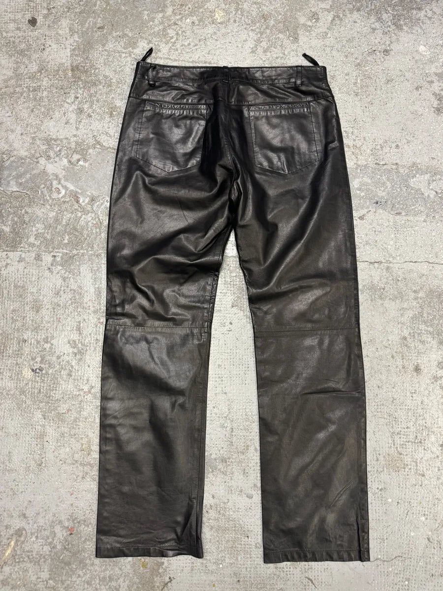 1990s Gianni Versace Black Biker Leather Pants (S/M) ORbfoff 1