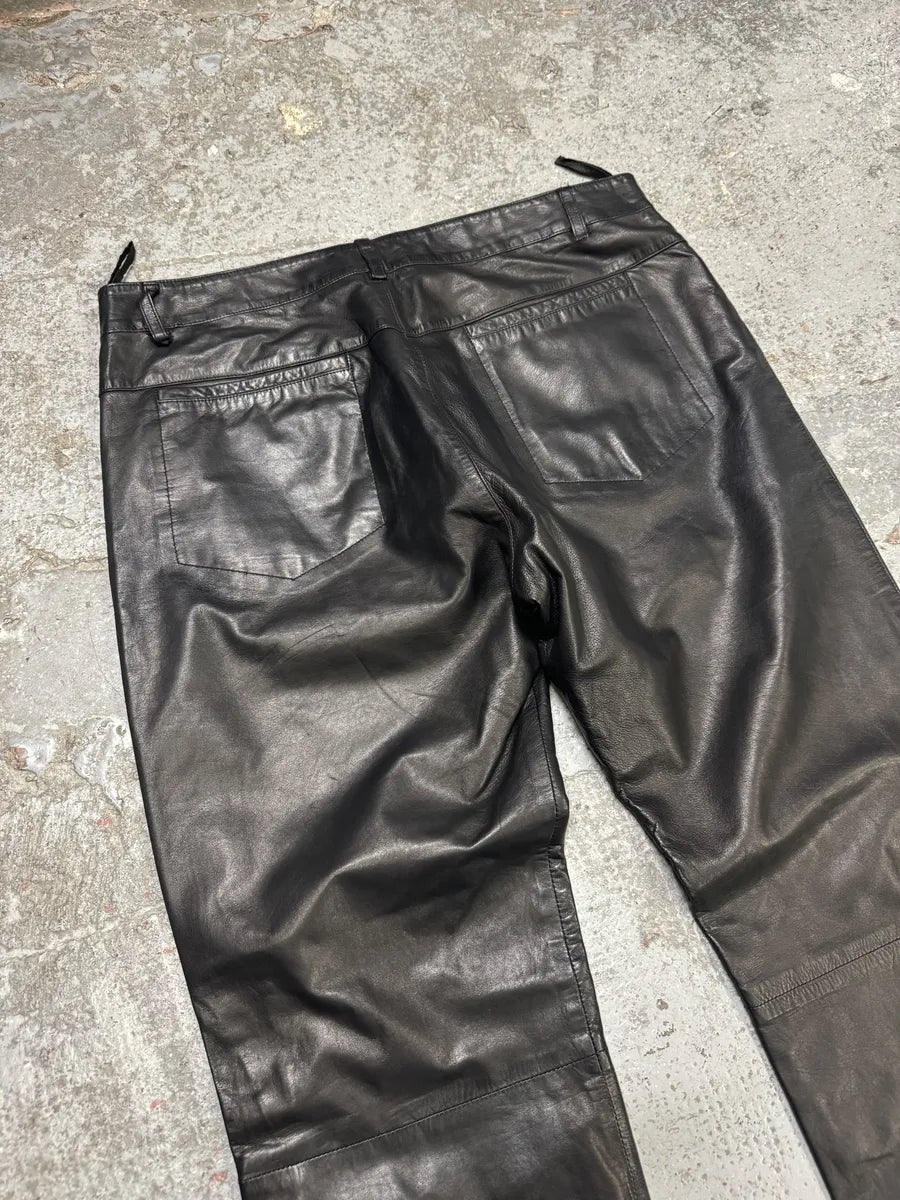 1990s Gianni Versace Black Biker Leather Pants (S/M) ORbfoff 2