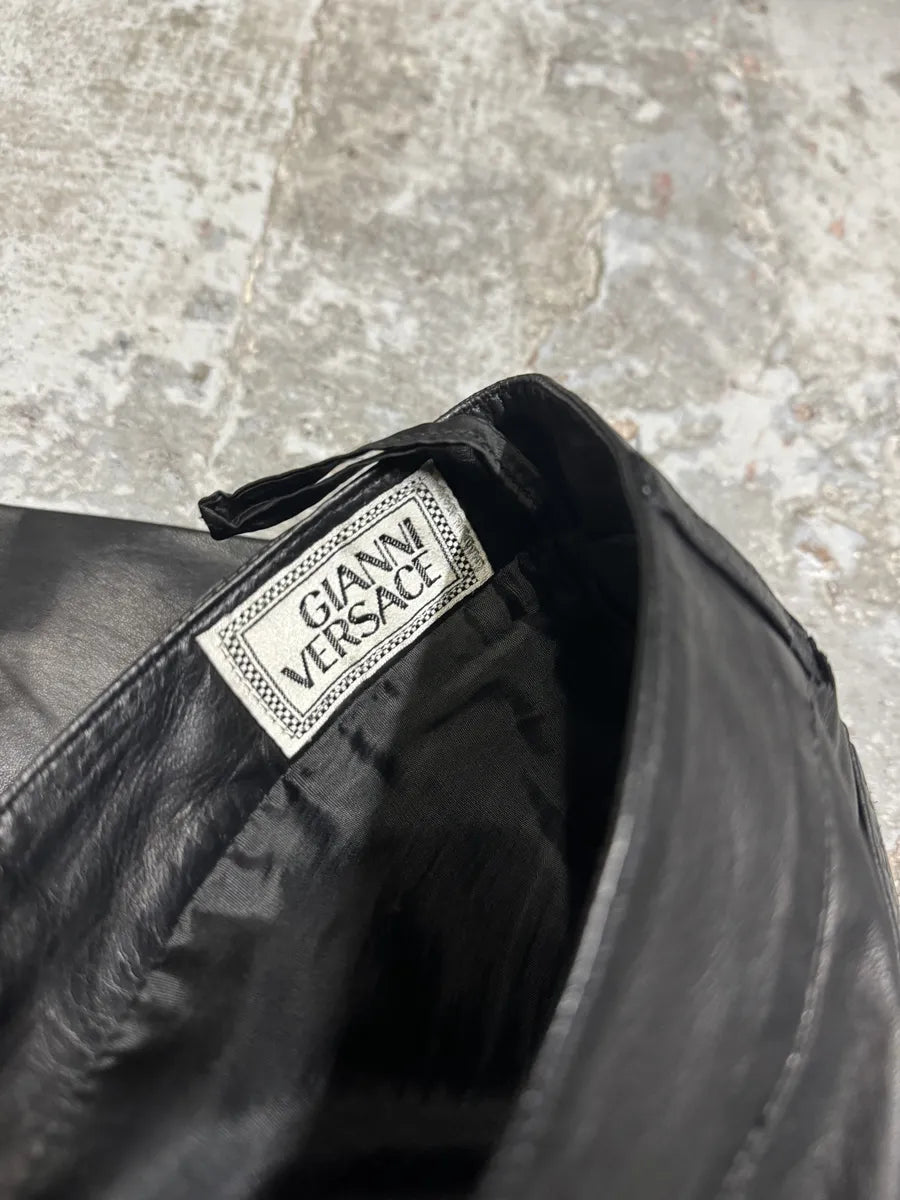 1990s Gianni Versace Black Biker Leather Pants (S/M) ORbfoff 3