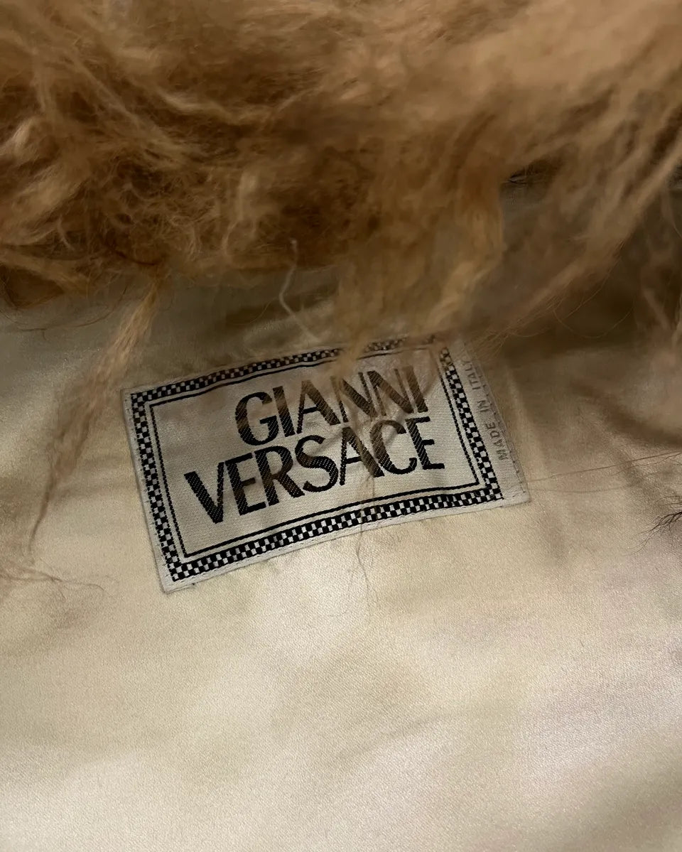 1990s Gianni Versace Black Leather Fur Collar Jacket vjmOUHb 9