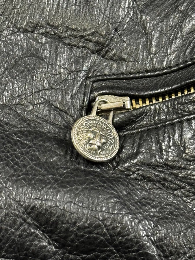 1990s Gianni Versace Black Leather Quilted Bomber Jacket iIPlCDZ 9