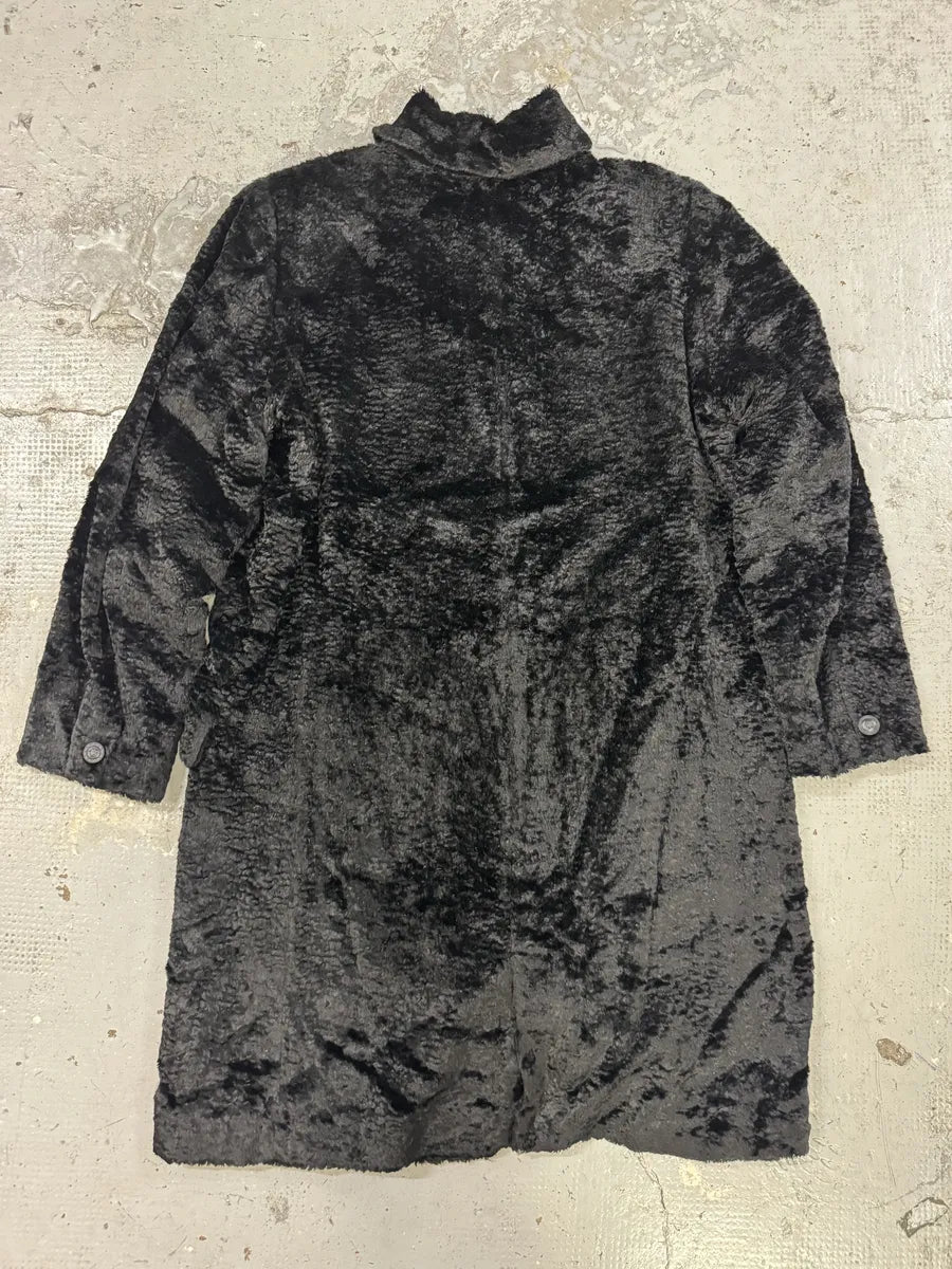 1990s Gianni Versace Black Long Plushed Velvet Coat msvnaSa 3