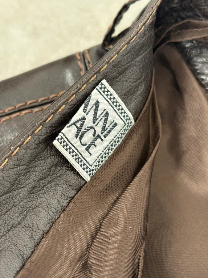 1990s Gianni Versace Brown Leather Biker Pants serPnWG 10