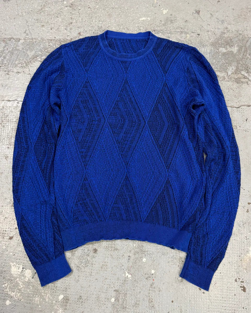 1990s Gianni Versace Losange Blue Sweater uAKzazB 0