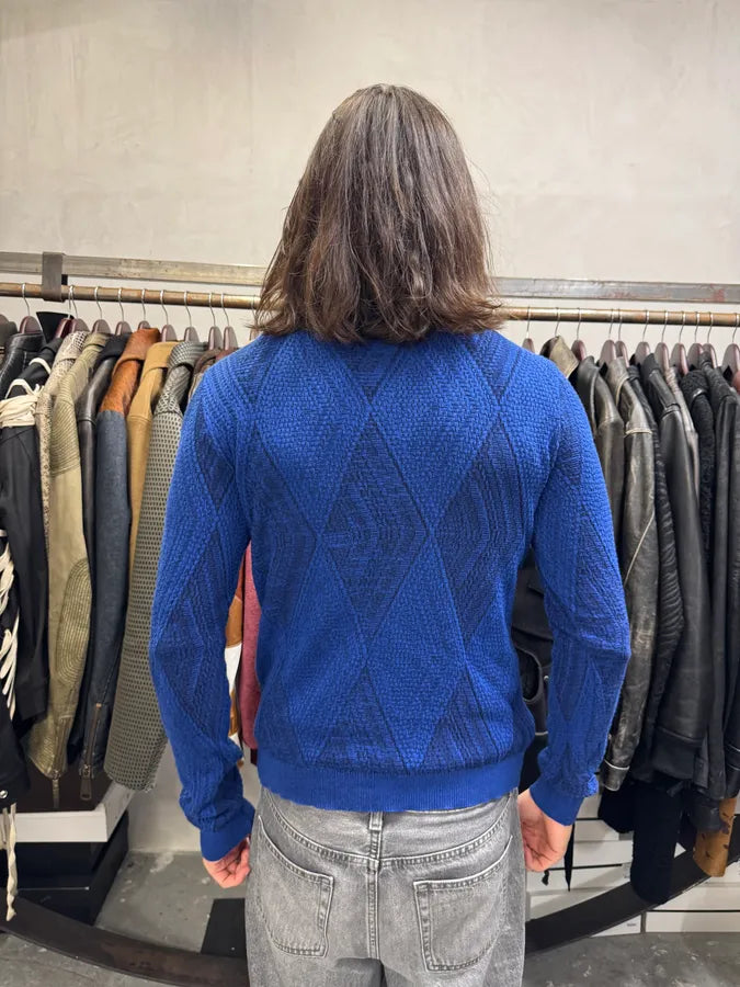 1990s Gianni Versace Losange Blue Sweater uAKzazB 2