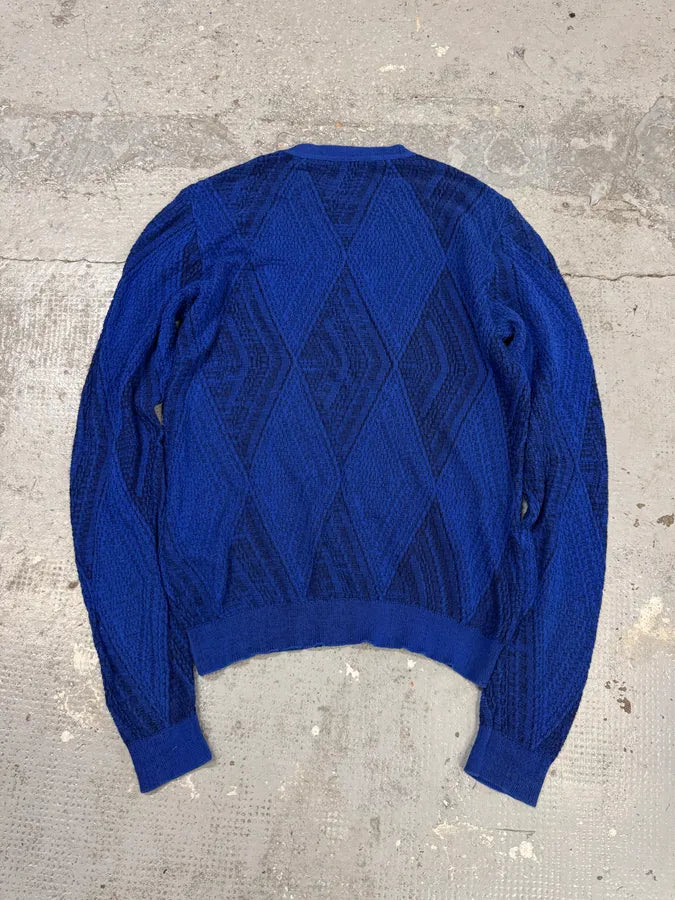 1990s Gianni Versace Losange Blue Sweater uAKzazB 3