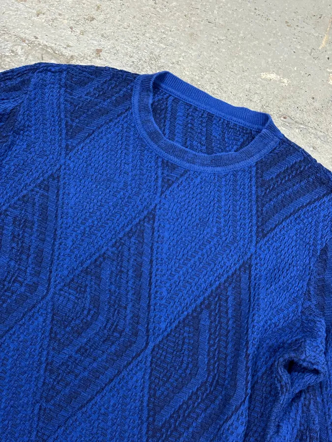 1990s Gianni Versace Losange Blue Sweater uAKzazB 4