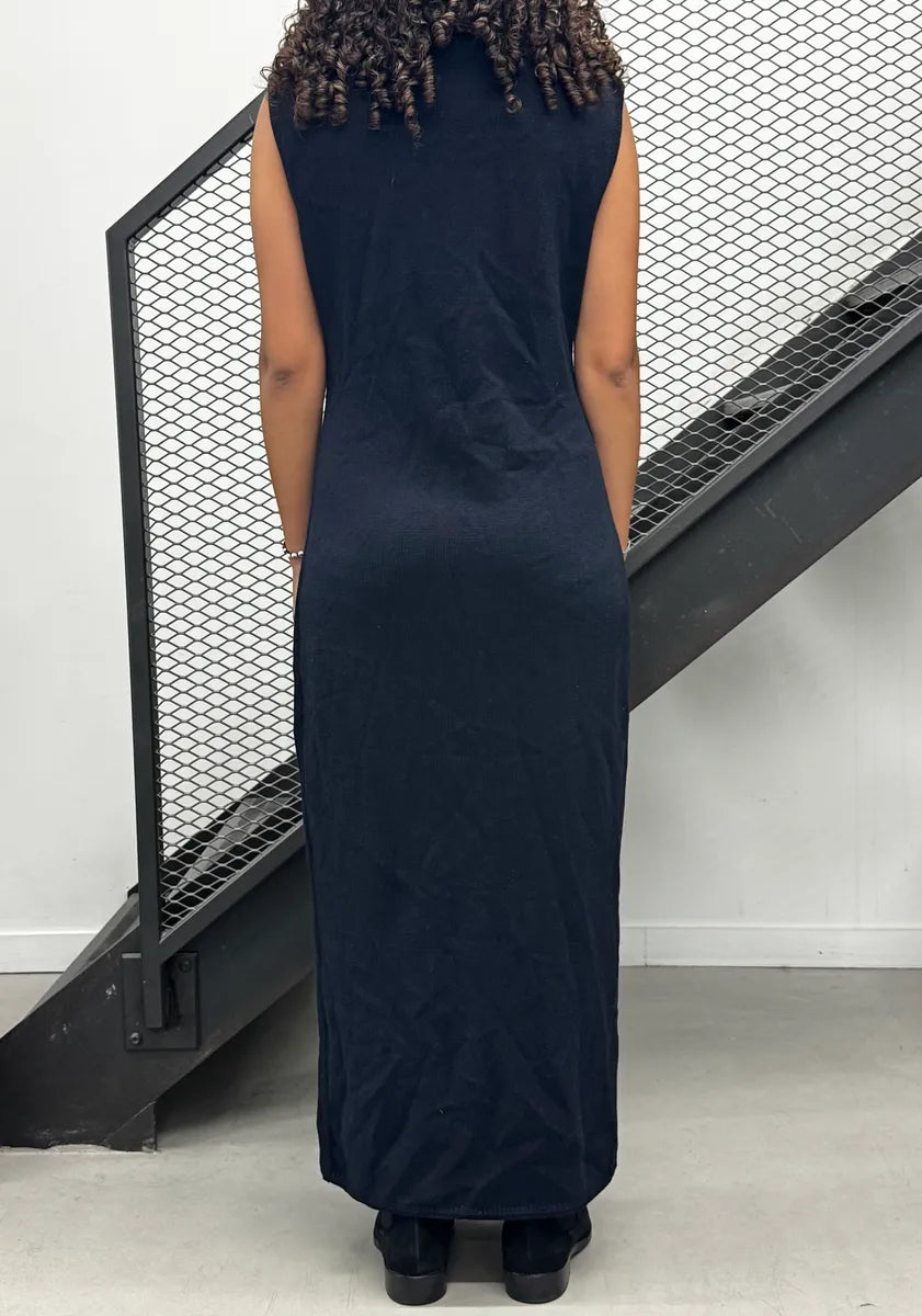1980s Gianni Versace Navy Classy Wool Dress lRjCqhr 4