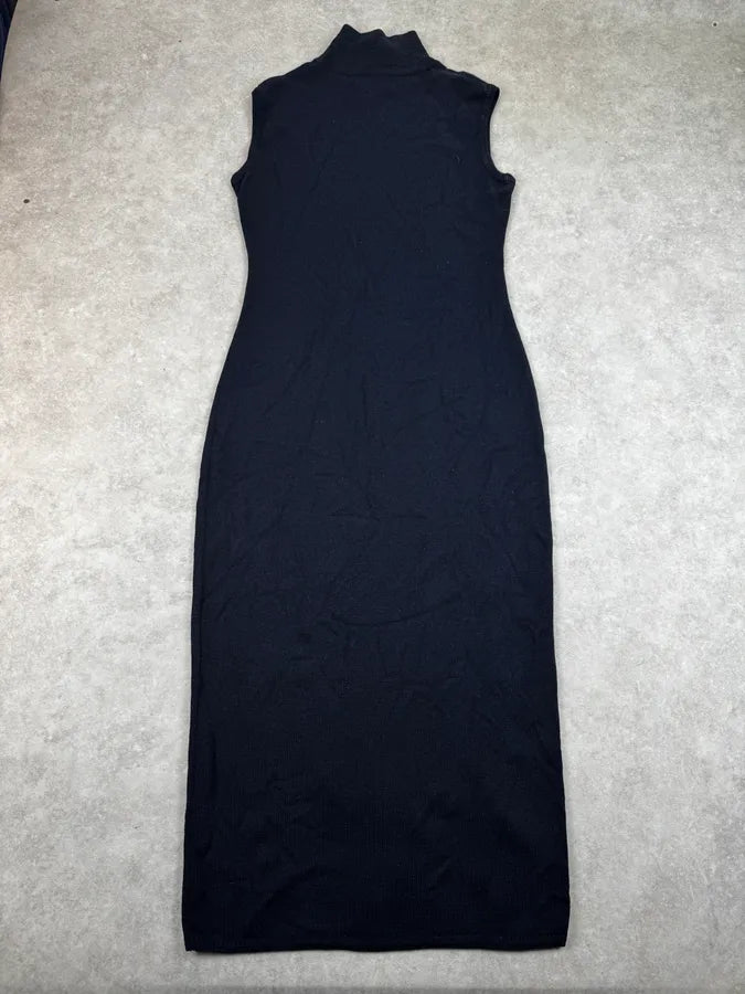 1980s Gianni Versace Navy Classy Wool Dress lRjCqhr 1