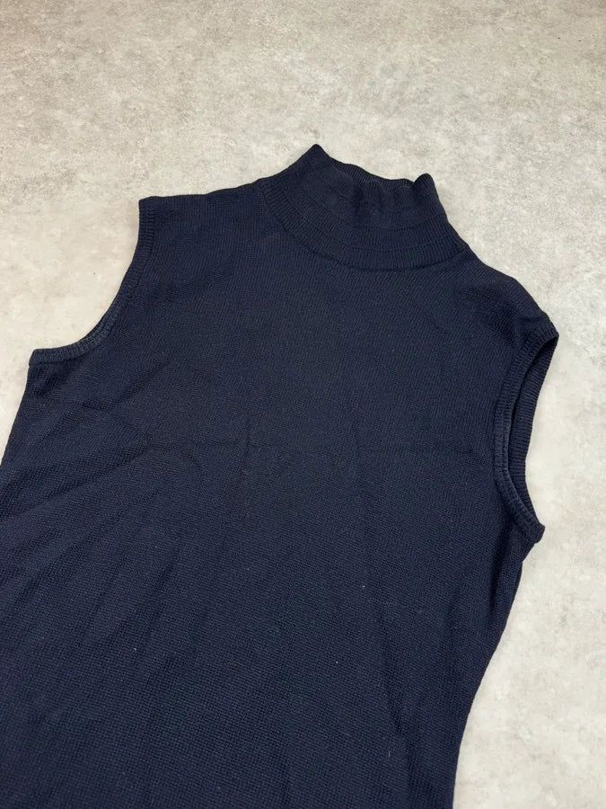 1980s Gianni Versace Navy Classy Wool Dress lRjCqhr 5