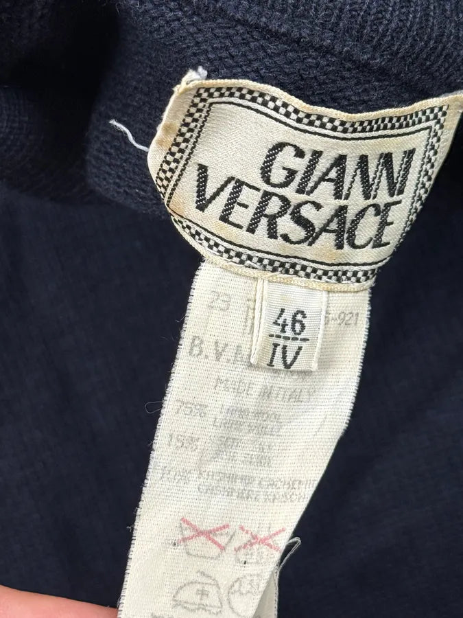 1980s Gianni Versace Navy Classy Wool Dress lRjCqhr 9