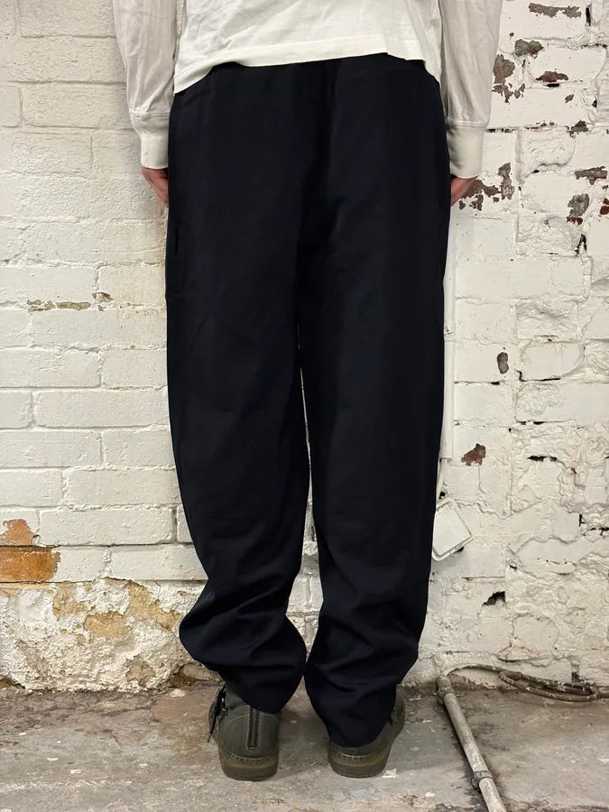 1990s Gianni Versace Navy Wool Wide-Leg Pants MJGfVsL 3