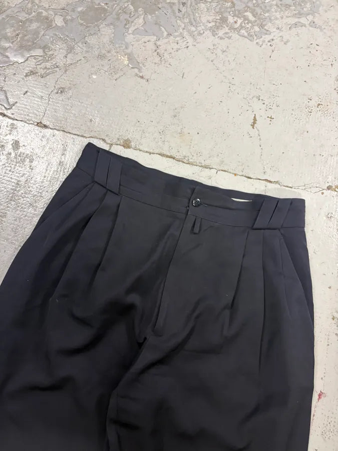 1990s Gianni Versace Navy Wool Wide-Leg Pants MJGfVsL 4