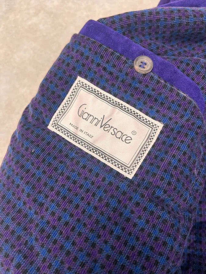 1990s Gianni Versace Purple Multi Zips Fur Collar Bomber Jacket zKDkSFs 8