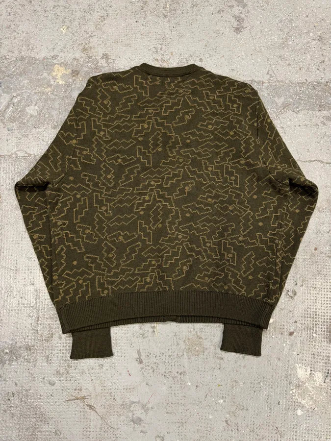 1990s Gianni Versace Puzzle Khaki Cardigan ObtUmDg 4