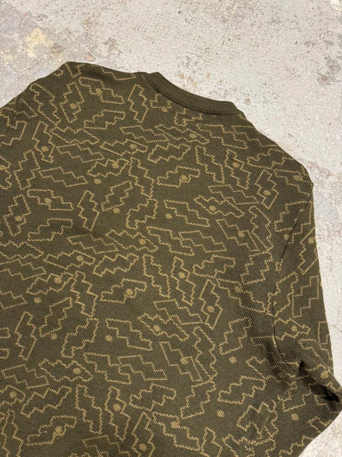 1990s Gianni Versace Puzzle Khaki Cardigan ObtUmDg 5