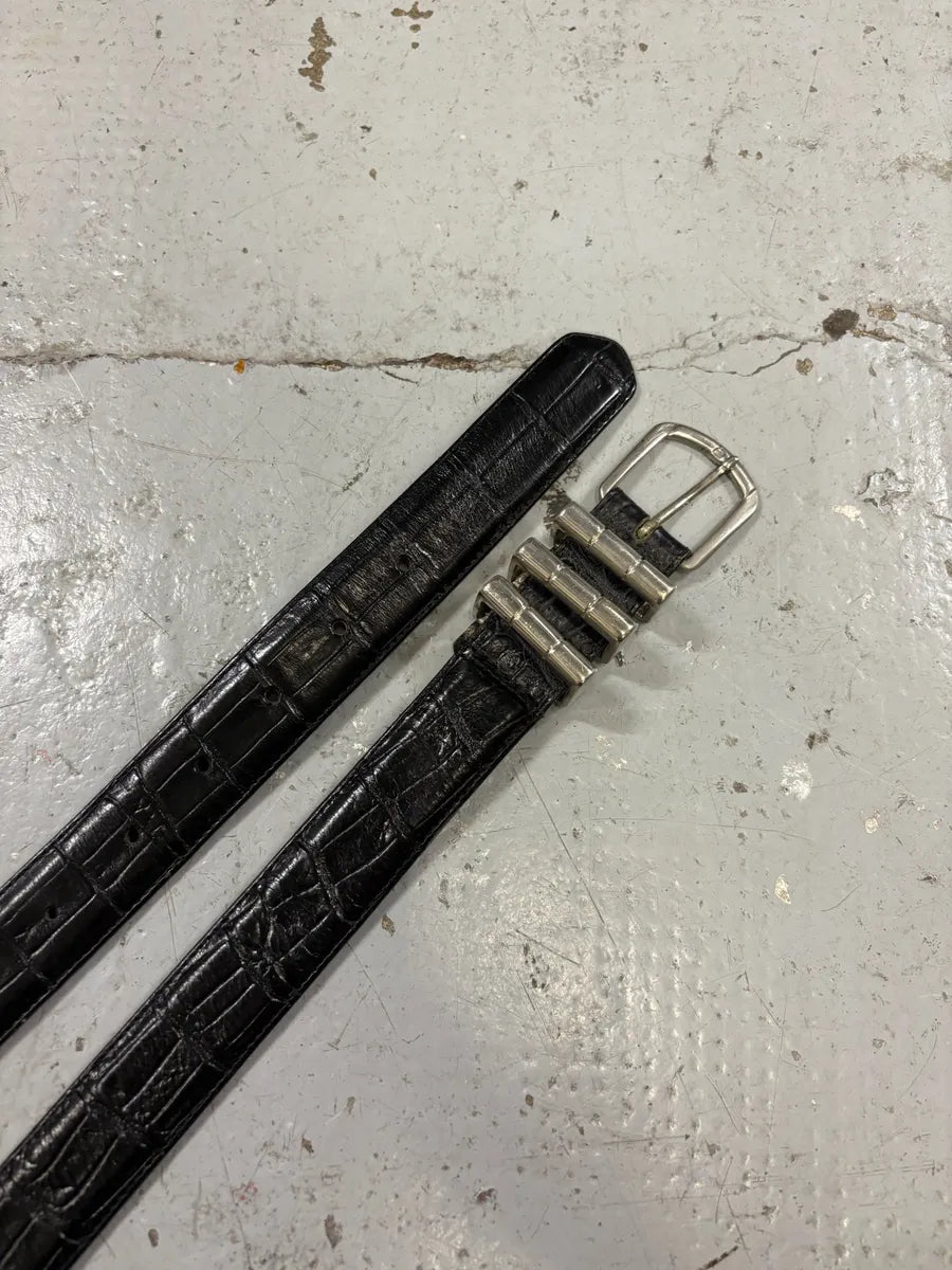 1990s Gianni Versace Triple Handle Crocodile Effect Leather Belt BXpWhxF 2