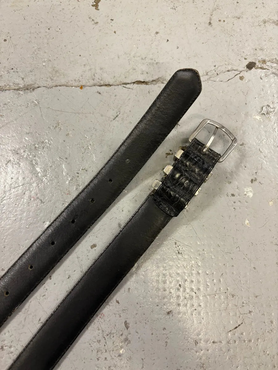 1990s Gianni Versace Triple Handle Crocodile Effect Leather Belt BXpWhxF 3