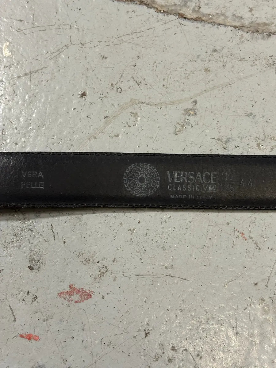 1990s Gianni Versace Triple Handle Crocodile Effect Leather Belt BXpWhxF 4