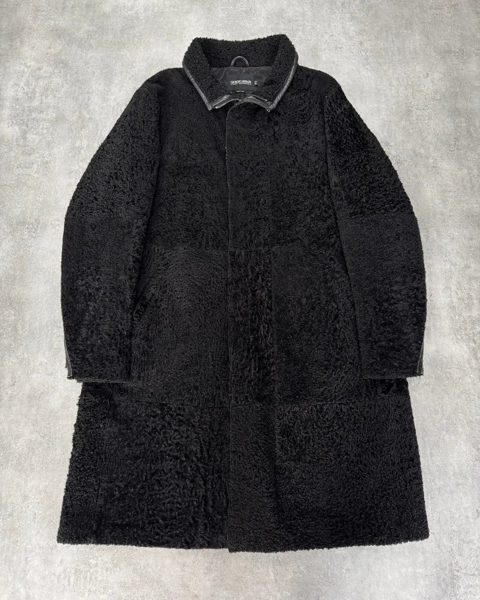 1990s Giorgio Armani Astrakan Sheep Fur Trench Coat YWYzMPQ 1