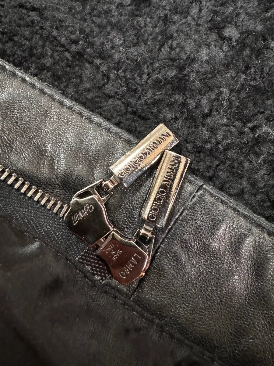 1990s Giorgio Armani Astrakan Sheep Fur Trench Coat YWYzMPQ 4