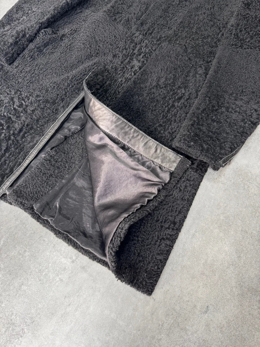 1990s Giorgio Armani Astrakan Sheep Fur Trench Coat YWYzMPQ 6