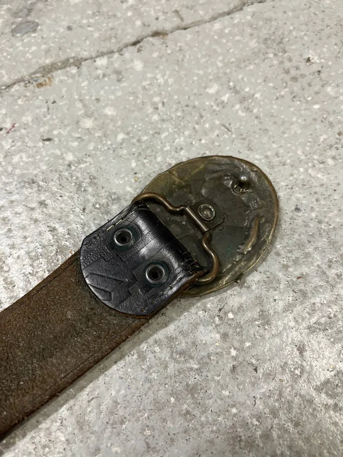 1990s Giorgio Armani Aztec Black Leather Belt (OS) enMFGfT 9