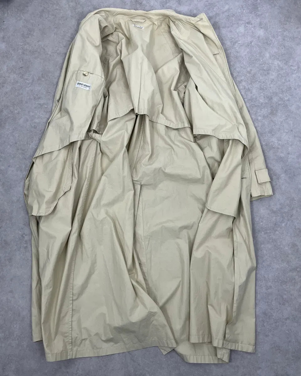 1990s Giorgio Armani Beige Long Classy Coat NpUgEIy 7