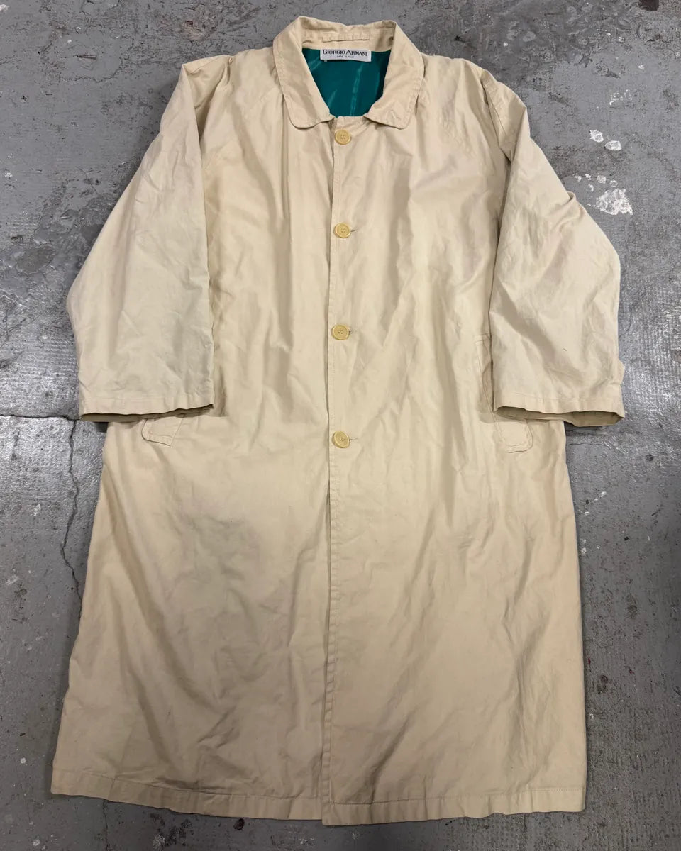 1990s Giorgio Armani Beige Trench Coat (L) 0