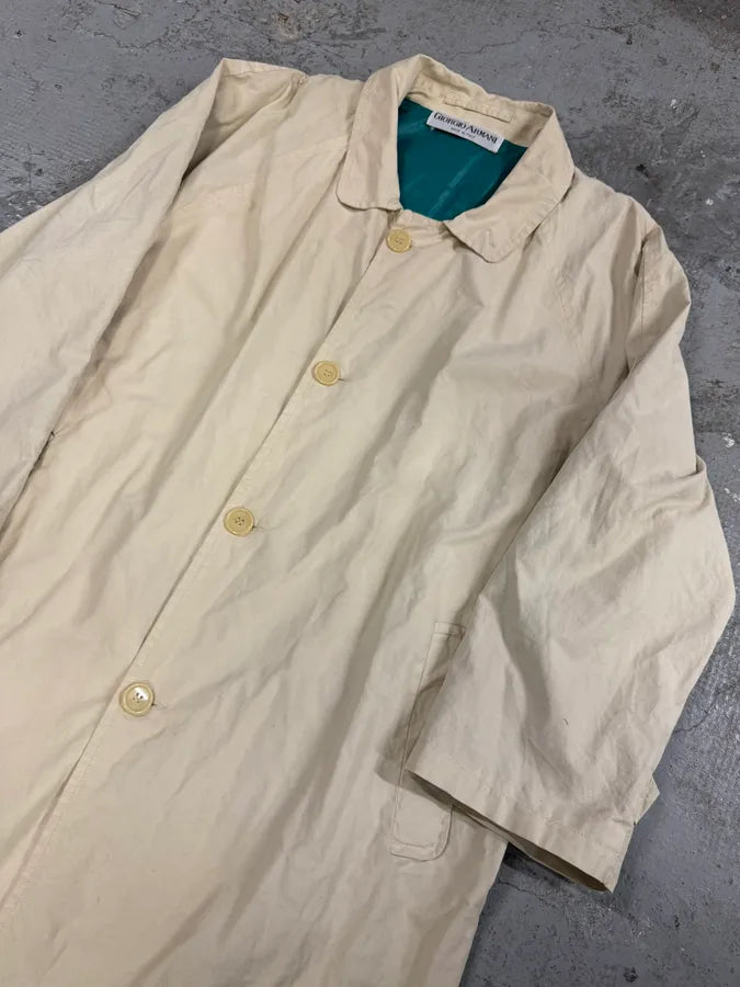 1990s Giorgio Armani Beige Trench Coat (L) 1