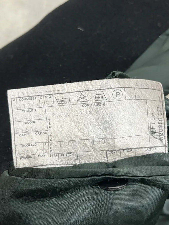 1990s Giorgio Armani Black Buttoned Wool & Silk Trench Coat vLhfAsG 10