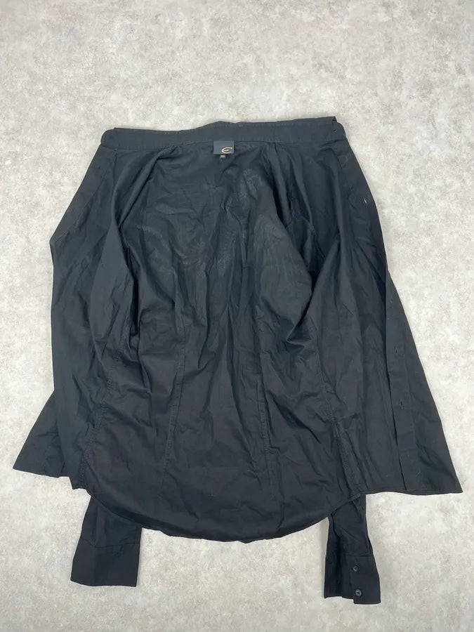 1990s Giorgio Armani Black Buttoned Wool & Silk Trench Coat vLhfAsG 5