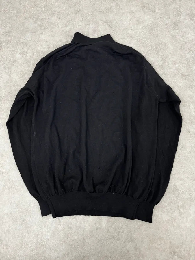 1990s Giorgio Armani Black Polo Sweater UxRLWcD 3