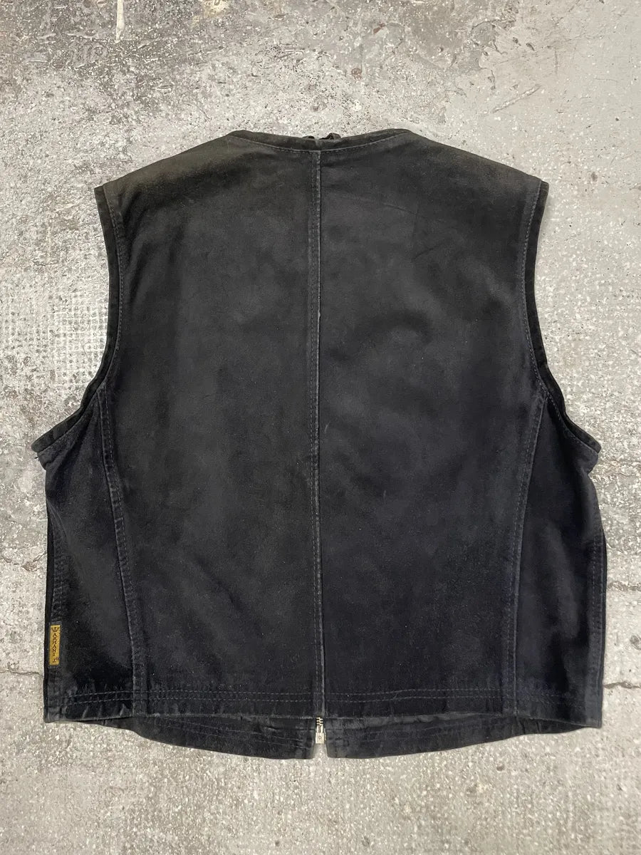 1990s Giorgio Armani Black Suede Leather Vest (S) 2