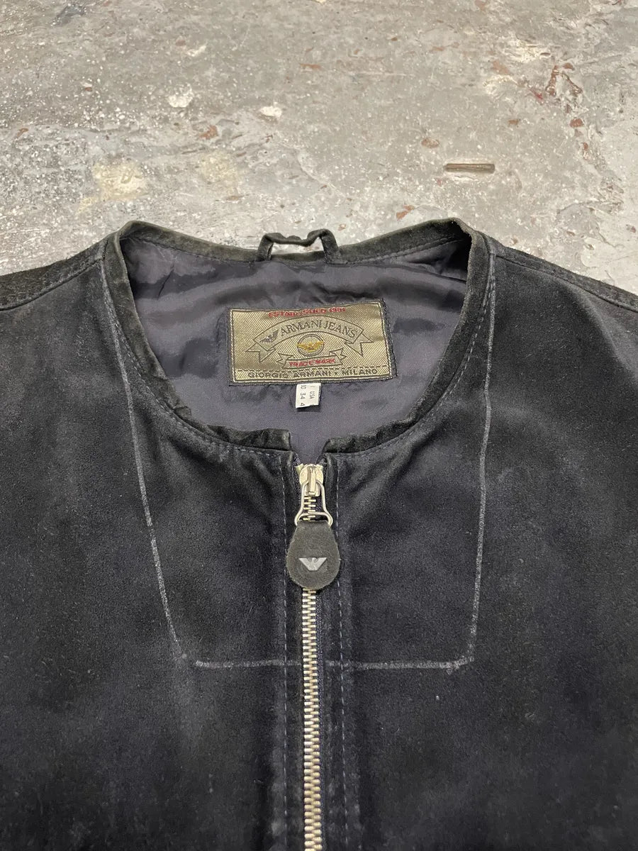 1990s Giorgio Armani Black Suede Leather Vest (S) 4