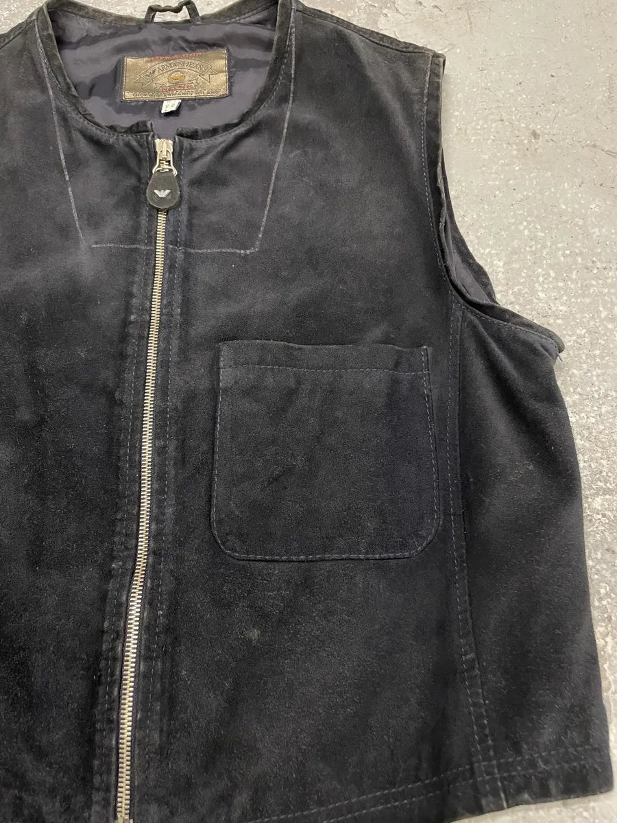 1990s Giorgio Armani Black Suede Leather Vest (S) 5