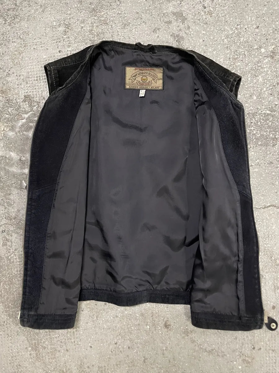 1990s Giorgio Armani Black Suede Leather Vest (S) 6