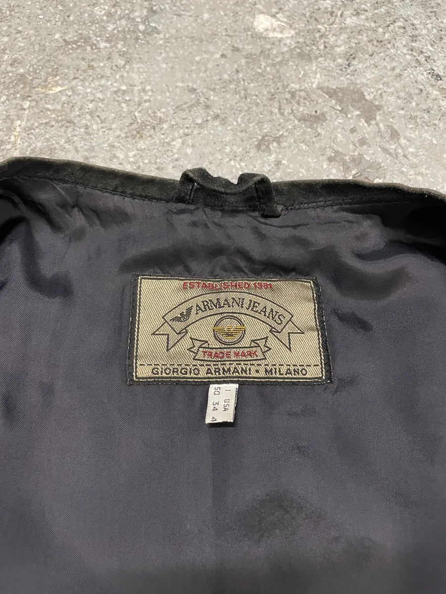 1990s Giorgio Armani Black Suede Leather Vest (S) 7
