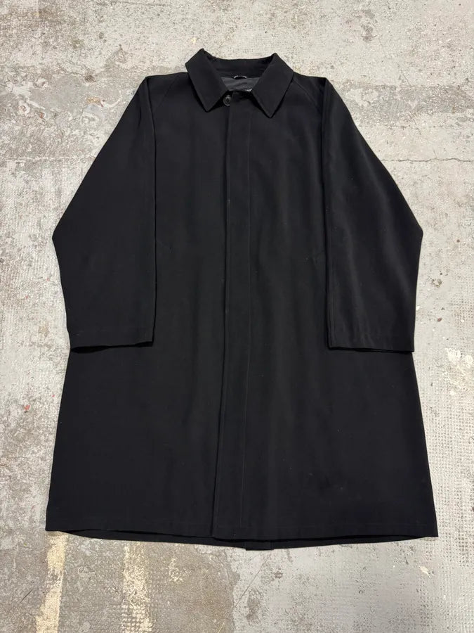 1990s Giorgio Armani Black Trench Coat MedKvBK 0