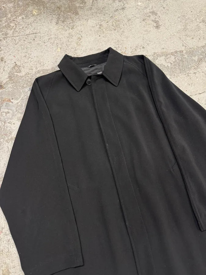 1990s Giorgio Armani Black Trench Coat MedKvBK 1