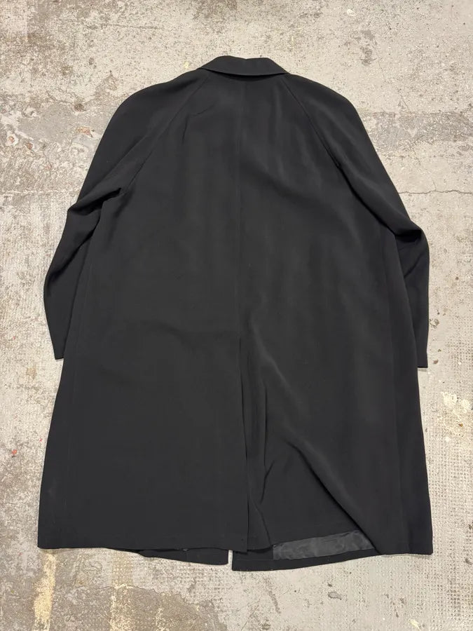 1990s Giorgio Armani Black Trench Coat MedKvBK 2