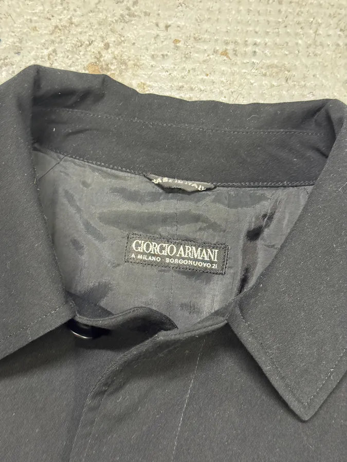 1990s Giorgio Armani Black Trench Coat MedKvBK 3