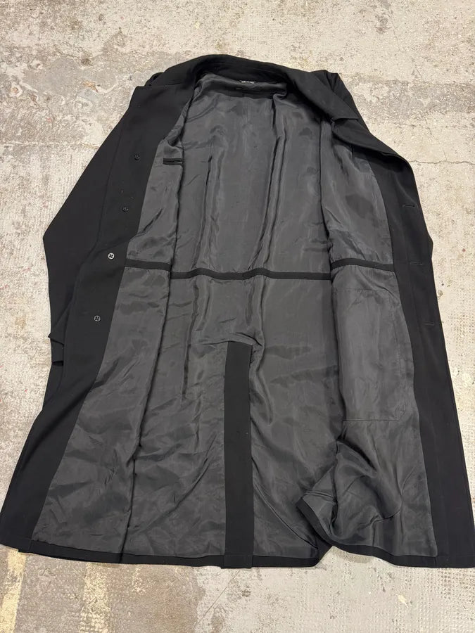 1990s Giorgio Armani Black Trench Coat MedKvBK 4