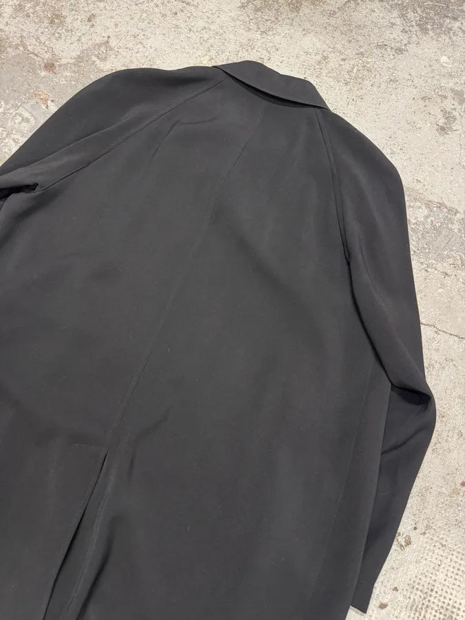 1990s Giorgio Armani Black Trench Coat MedKvBK 5