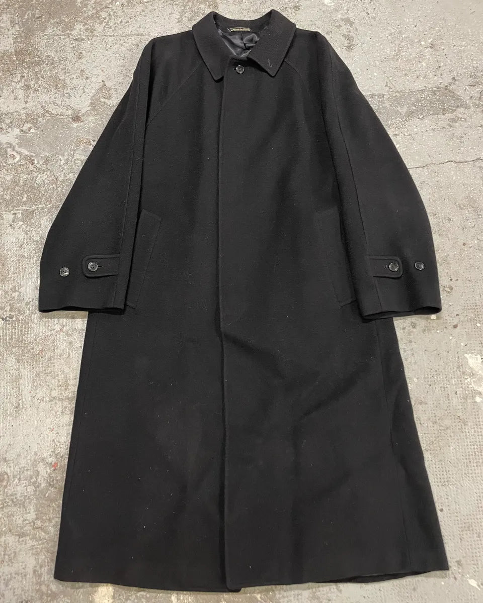 1990s Giorgio Armani Black Wool Trench Coat (L) HwOnfCx 0